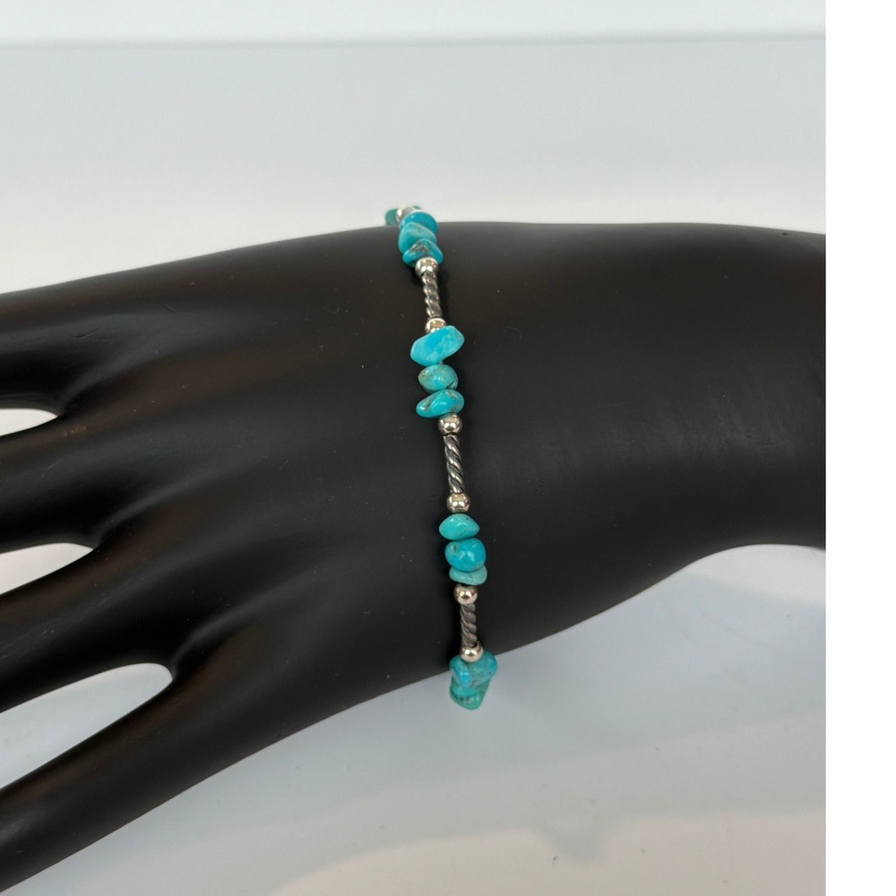 Carolyn Pollack American West Sterling Silver Turquoise Chip Bracelet 925 7.5in